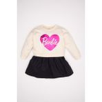 DeFacto Kız Bebek Bisiklet Yaka Barbie Uzun Kollu Sweatshirt Elbise D2542A524AU - 4 - 5 Yaş - Ekru-ER233