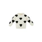 DeFacto Kız Bebek Bisiklet Yaka Kalp Desenli Kazak Bej 4/5 Yaş