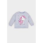 Defacto Kız Bebek Bisiklet Yaka Unicorn Baskılı İçi Yumuşak Tüylü Sweatshirt D7198a524wnbe216 Mavi