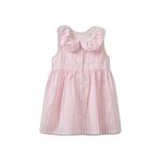 DeFacto Kız Bebek Çizgili Askılı Gofre Dokulu Elbise, 18-24 AY, H4778A526SM, Pembe-PN171, Bebek-Kızlar