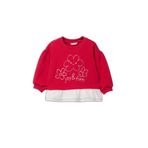 DeFacto Kız Bebek Fırfırlı Çiçekli Oversize Sweatshirt, 2-3 Yaş, G7417A526SP, Kırmızı-RD345, kız-bebek