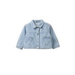DeFacto Kız Bebek Kalp Cepli Denim Ceket, 3-4 Yaş, H1150A526SM, Mavi-NM39, Bebek-Kızlar