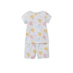 DeFacto Kız Bebek Pamuklu Çiçekli Pijama Takımı, 9-12 Ay, E9694A525SM, Beyaz-WT47, kız-bebek