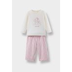 DeFacto Kız Bebek Pijama Takımı Tavşan Baskılı Uzun Kollu Velur Üst Çizgili Uzun Alt F5562A525WN - Bordo-BR277 - 2 - 3 Yaş