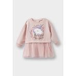DeFacto Kız Bebek Unicorn Baskılı Uzun Kollu Tül Elbise F7092A525AU - Mor-PR345 - 9 - 12 Ay