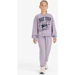 DeFacto Kız Çocuk 2'li Takım Baskılı Sweatshirt Eşofman Altı E6416A825AU - 11 - 12 Yaş - Mor-PR314