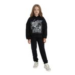 DeFacto Kız Çocuk 2'li Takım Kapüşonlu Baskılı Sweatshirt Beli Lastikli Jogger Alt, 8-9 Yaş, D2219A824WN, Siyah-BK81, kız-çocuk