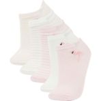 DeFacto Kız Çocuk 5'li Pamuklu Cizgili Ve Flamingo Baskılı Patik Çorap W9532A6NS - Pembe-PN2 - 30 - 34