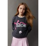 DEFACTO Kız Çocuk Antrasit Sweatshirt, Bisiklet Yaka, Uzun Kol, 8+9 Yaş
