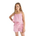 DeFacto Kız Çocuk Askılı Kareli Pembe 9/10 Yaş Bluz