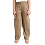 DeFacto Kız Çocuk Baggy Fit Gabardin Pantolon Haki, 11-12 Yaş, H1949A826SM, Haki-KH436, Kız çocuk