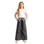 DeFacto Kız Çocuk Baggy Fit Poplin Pantolon Antrasit, 7-8 Yaş, H1951A826SM, Antrasit-AR213, Kız çocuk