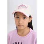 DeFacto Kız Çocuk Barbie Nakışlı Pamuklu Cap Şapka E0410A825SM - Beyaz-WT43 - 5 - 9 Yaş