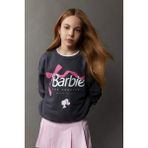 DeFacto Kız Çocuk Barbie Relax Fit Bisiklet Yaka Sweatshirt D8831A825SP - 8 - 9 Yaş - Antrasit-AR126