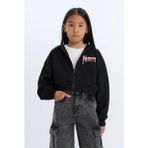 DeFacto Kız Çocuk Baskılı Kapüşonlu İçi Yumuşak Tüylü Fermuarlı Sweatshirt D1569A824WN
