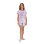 DeFacto Kız Çocuk Baskılı Kısa Kollu Şortlu Pijama Takımı Mor 7/8 Yaş