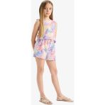 DeFacto Kız Çocuk Beli Lastikli Desenli Şort D7615A825HS - 8 - 9 Yaş - Dropsuz - Pink