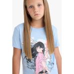 DeFacto Kız Çocuk Bisiklet Yaka Anime Baskılı Kısa Kollu Tişört E0351A825SM - Blue - Dropsuz - 11 - 12 Yaş