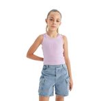 DeFacto Kız Çocuk Bisiklet Yaka Basic Düz Atlet D0877A824HS - Mor-PR249 - 13 - 14 Yaş