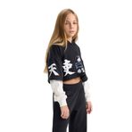 DeFacto Kız Çocuk Bisiklet Yaka Baskılı Sweatshirt Beli Lastikli Jogger Eşofman Altı 2'li Takım Siyah 9/10 Yaş