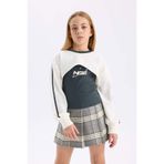 DeFacto Kız Çocuk Bisiklet Yaka Baskılı Sweatshirt D7038a824wn