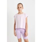DeFacto Kız Çocuk Boxy Fit Bisiklet Yaka Basic Düz Kısa Kollu Tişört C4511A824SM - Pembe-PN180 - 8 - 9 Yaş