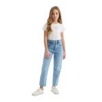 DEFACTO Kız Çocuk Boyfriend Jean Pantolon, Mid Blue, 8-9 Yaş
