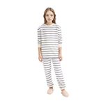 DeFacto Kız Çocuk Çizgili Pijama Takımı Ekru, 7-8 Yaş, D7747A824WN, Ekru-ER85, kız-çocuk
