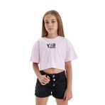 DeFacto Kız Çocuk Crop Bisiklet Yaka Baskılı Kısa Kollu Tişört Pembe, 11-12 Yaş, D0872A824HS, Pembe-PN343, Kız Çocuklar