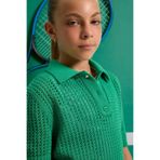 DeFacto Kız Çocuk Cropped Fit Polo Yaka Triko Kazak, 5-6 Yaş, C5369A825SMGN319-218052, Yeşil, Kız Çocuklar