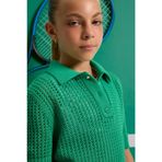DeFacto Kız Çocuk Cropped Fit Polo Yaka Triko Kazak, 8-9 Yaş, C5369A825SMGN319-218052, Yeşil, Kız Çocuklar