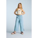 DeFacto Kız Çocuk Culotte Geniş Paça Jean Pantolon D7102A825SM - 9 - 10 Yaş - Dropsuz - Mavi-NM39