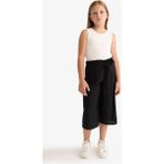 DeFacto Kız Çocuk Culotte Geniş Paça Viskon Kapri T3877A625SM - Siyah-BK27 - 7 - 8 Yaş