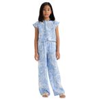 DEFACTO Kız Çocuk Desenli Dokuma Pantolon, Mavi, 11-12 Yaş
