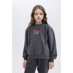 DeFacto Kız Çocuk Disney Mickey Mouse &Friends Oversize Geniş Kalıp Kapüşonlu Sırt Baskılı Sweatshirt D4378A824WN - 9 - 10 Yaş - Antrasit-AR148