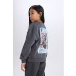 DeFacto Kız Çocuk Disney Mickey Mouse &friends Oversize Geniş Kalıp Kapüşonlu Sırt Baskılı Sweatshirt D4378a
