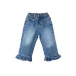 DeFacto Kız Çocuk Fırfır Detaylı Wide Leg Jean Pantolon, 3-4 Yaş, G8468A526SP, Mavi-NM39, Kız Çocuklar