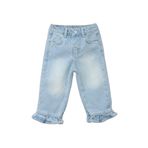 DeFacto Kız Çocuk Fırfır Detaylı Wide Leg Jean Pantolon, 4-5 Yaş, G8468A526SP, Mavi-NM39, Kız Çocuklar