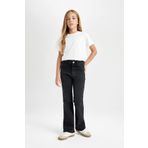 DeFacto Kız Çocuk Flare Fit İspanyol Paça Jean Pantolon Siyah 13/14 Yaş