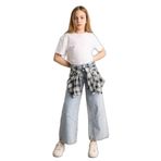 DeFacto Kız Çocuk Geniş Paça Jean Pantolon, 8-9 Yaş, H0699A826SP, Yeşil-NM29, Kız çocuk