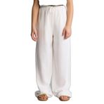 DeFacto Kız Çocuk Geniş Paça Keten Karışımlı Pantolon, 7-8 Yaş, H1224A826SM, Beyaz-WT34, Kız çocuk