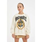 DeFacto Kız Çocuk Harry Potter Oversize Geniş Kalıp Bisiklet Yaka Sweatshirt D3861A824AU