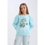 DeFacto Kız Çocuk Hatsune Miku Oversize Geniş Kalıp Bisiklet Yaka Sweatshirt D2826A824WN - Turkuaz-TR506 - 11 - 12 Yaş
