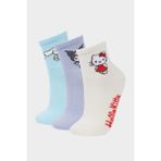 DeFacto Kız Çocuk Hello Kitty 3'lü Pamuklu Uzun Çorap F6702A8NS - Çok Renkli-KR1 - 35 - 39