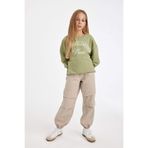 DEFACTO Kız Çocuk Jogger Pantolon, Yüksek Bel, Gri, 13+14 Beden