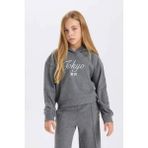 DeFacto Kız Çocuk Kapüşonlu Baskılı Selanik Kumaş Sweatshirt D4294A824WN