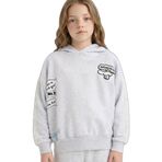 DeFacto Kız Çocuk Kapüşonlu Baskılı Sweatshirt, 11-12 Yaş, G6829A826SP, Gri-GR421, kız-çocuk