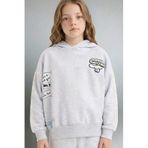 DeFacto Kız Çocuk Kapüşonlu Baskılı Sweatshirt, 5-6 Yaş, G6829A826SP, Gri-GR421, kız-çocuk