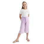 DeFacto Kız Çocuk Kız Çocuk Culotte Geniş Paça Viskon Pantolon, Lila, 6/7 Y
