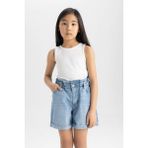 DeFacto Kız Çocuk Kolsuz Bisiklet Yaka Basic Düz Atlet Kaşkorse Kumaş ile Slim Fit Tasarım - 7 - 8 Yaş - Beyaz-WT32